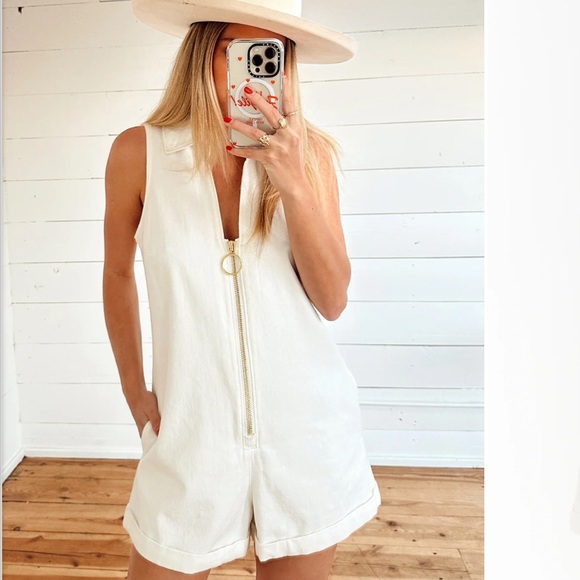 Show me your mumu Reno Romper Zip Up Seasalt - Picture 1 of 9